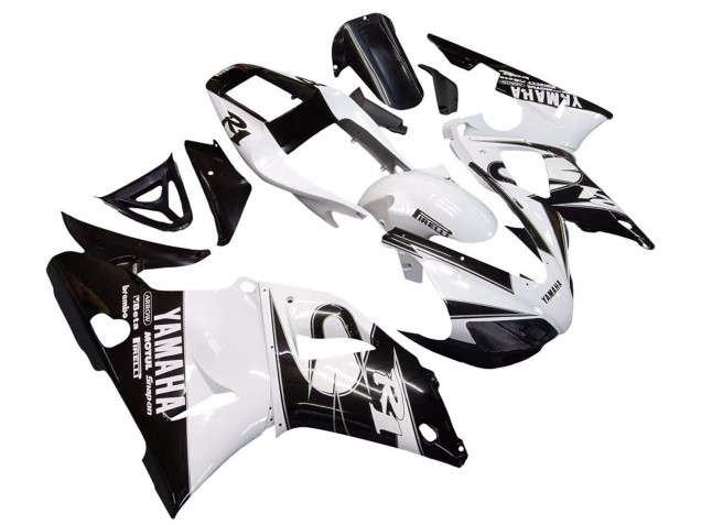 Rabatt Yamaha YZF 1000 R1 Motorrad Verkleidung 1998-1999 - Weiss Glanzendes Schwarz