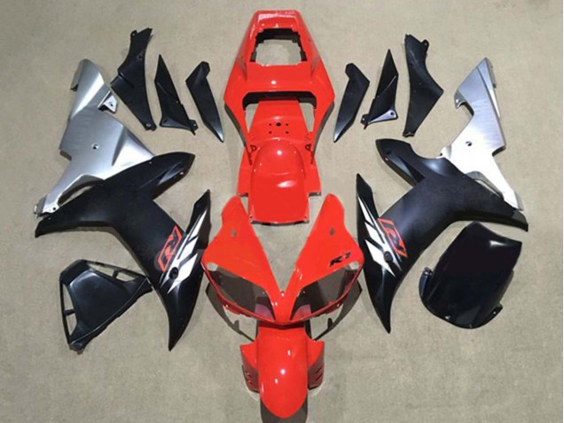 Rabatt Yamaha YZF 1000 R1 Motorrad Verkleidung 2002-2003 - Rot Silber Matt Schwarz