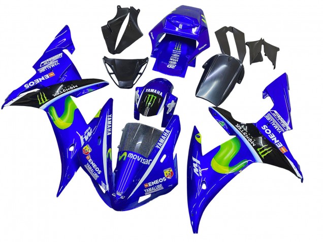 Rabatt Yamaha YZF 1000 R1 Motorrad Verkleidung 2002-2003 - Blau Schwarz Grun MoviStar ENEOS Monster