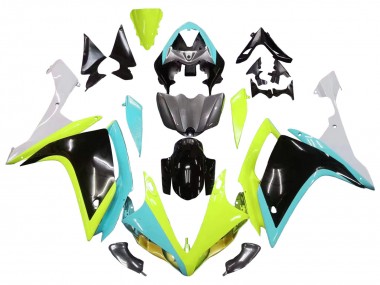 Rabatt Yamaha YZF 1000 R1 Motorrad Verkleidung 2007-2008 - Hellblau Limetten Grun Schwarz