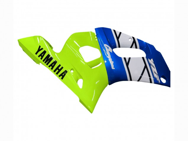 Rabatt Yamaha YZF 600 R6 Motorrad Verkleidung 1998-2002 - Neon Grun Blau Weiss Champions