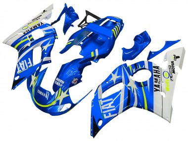 Rabatt Yamaha YZF 600 R6 Motorrad Verkleidung 1998-2002 - Weiss Blau Neon Gelb Fiat Motul Michelin