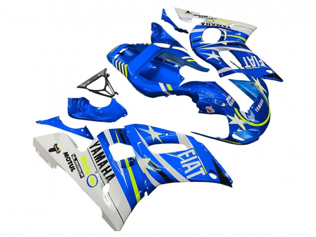 Rabatt Yamaha YZF 600 R6 Motorrad Verkleidung 1998-2002 - Weiss Blau Neon Gelb Fiat Motul Michelin