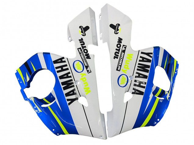 Rabatt Yamaha YZF 600 R6 Motorrad Verkleidung 1998-2002 - Weiss Blau Neon Gelb Fiat Motul Michelin