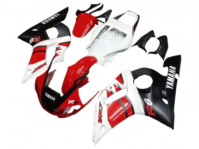 Rabatt Yamaha YZF 600 R6 Motorrad Verkleidung 1998-2002 - Weiss Rot Glanzendes Schwarz