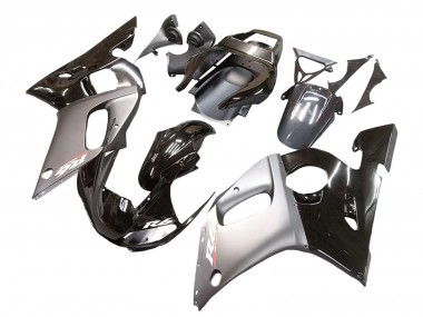 Rabatt Yamaha YZF 600 R6 Motorrad Verkleidung 1998-2002 - Silber Glanzendes Schwarz