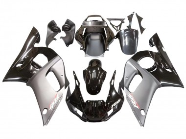 Rabatt Yamaha YZF 600 R6 Motorrad Verkleidung 1998-2002 - Silber Glanzendes Schwarz