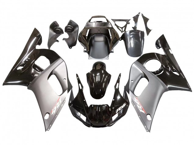 Rabatt Yamaha YZF 600 R6 Motorrad Verkleidung 1998-2002 - Silber Glanzendes Schwarz