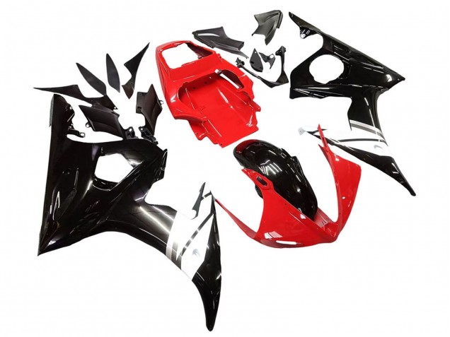 Rabatt Yamaha YZF R6S Motorrad Verkleidung 2006-2009 - Rot Weiss Glanzendes Schwarz