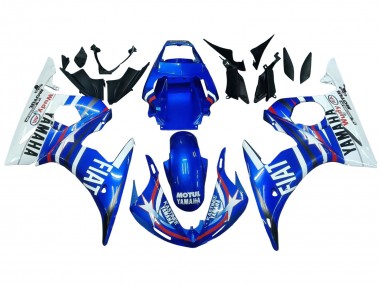 Rabatt Yamaha YZF R6S Motorrad Verkleidung 2006-2009 - Weiss Blau Fiat Motul Kastinee