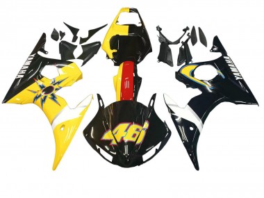 Rabatt Yamaha YZF R6S Motorrad Verkleidung 2006-2009 - Gelb Rot Glanzendes Schwarz 46
