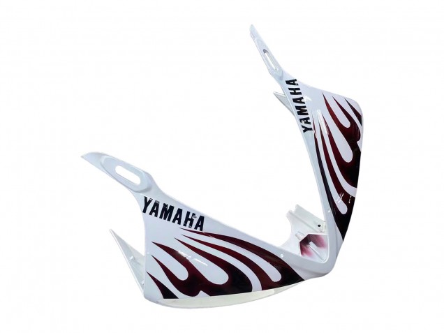 Rabatt Yamaha YZF R6S Motorrad Verkleidung 2006-2009 - Weiss mit Dunkel Schwarz Flamme