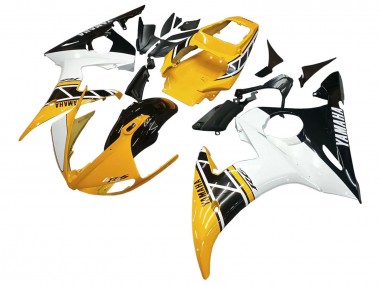 Rabatt Yamaha YZF R6S Motorrad Verkleidung 2006-2009 - Gelb Weiss Glanzendes Schwarz