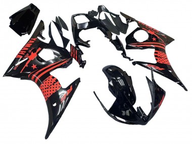Rabatt Yamaha YZF R6S Motorrad Verkleidung 2006-2009 - Glanzendes Schwarz Rot