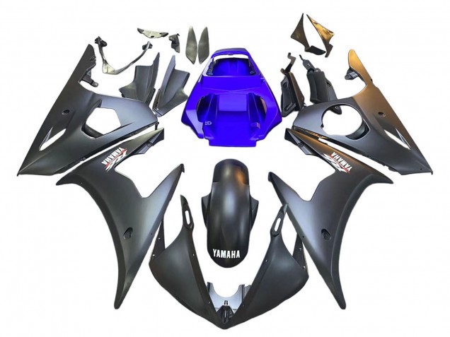 Rabatt Yamaha YZF R6S Motorrad Verkleidung 2006-2009 - Blau Matt Schwarz