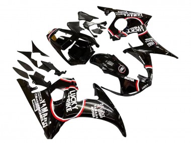Rabatt Yamaha YZF R6S Motorrad Verkleidung 2006-2009 - Glanzendes Schwarz Rot Weiss Lucky Strike Motul