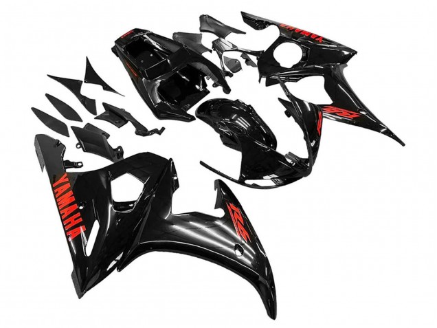 Rabatt Yamaha YZF R6S Motorrad Verkleidung 2006-2009 - Glanzendes Schwarz Rot