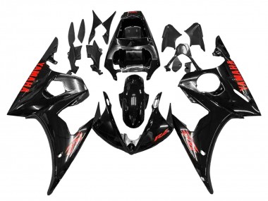 Rabatt Yamaha YZF R6S Motorrad Verkleidung 2006-2009 - Glanzendes Schwarz Rot