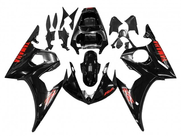 Rabatt Yamaha YZF R6S Motorrad Verkleidung 2006-2009 - Glanzendes Schwarz Rot
