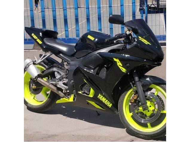 Rabatt Yamaha YZF R6S Motorrad Verkleidung 2006-2009 - Glanzendes Schwarz Neon Gelb