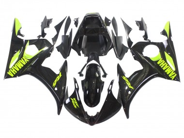Rabatt Yamaha YZF R6S Motorrad Verkleidung 2006-2009 - Glanzendes Schwarz Neon Gelb