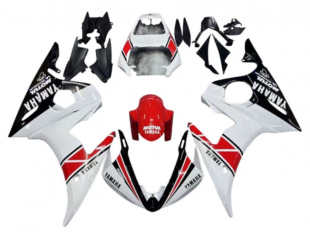 Rabatt Yamaha YZF R6S Motorrad Verkleidung 2006-2009 - Weiss Rot Glanzendes Schwarz Motul