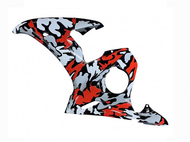 Rabatt Yamaha YZF R6S Motorrad Verkleidung 2006-2009 - Schwarz Rot Grau Camouflage