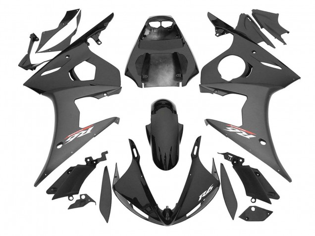Rabatt Yamaha YZF R6S Motorrad Verkleidung 2006-2009 - Glanzendes Schwarz Matt Schwarz