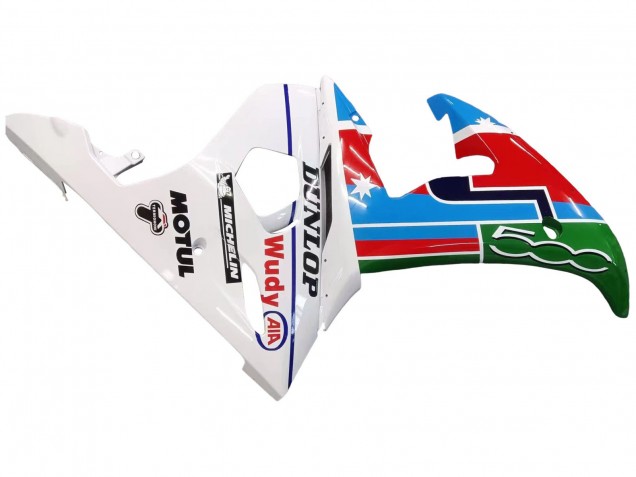 Rabatt Yamaha YZF 600 R6 Motorrad Verkleidung 2005 - Hellblau Weiss Grun Rot Kastinee Dunlop Motul