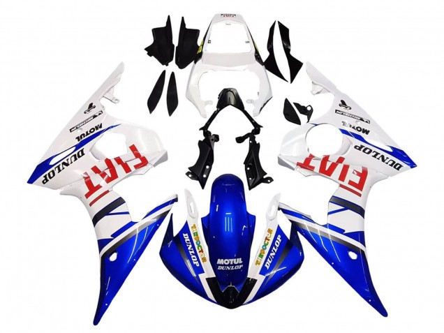 Rabatt Yamaha YZF 600 R6 Motorrad Verkleidung 2005 - Weiss Blau Dunlop Fiat Motul