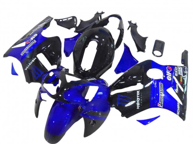 Rabatt Kawasaki ZX12R Motorrad Verkleidung 2000-2001 - Glanzendes Schwarz Blau Monster