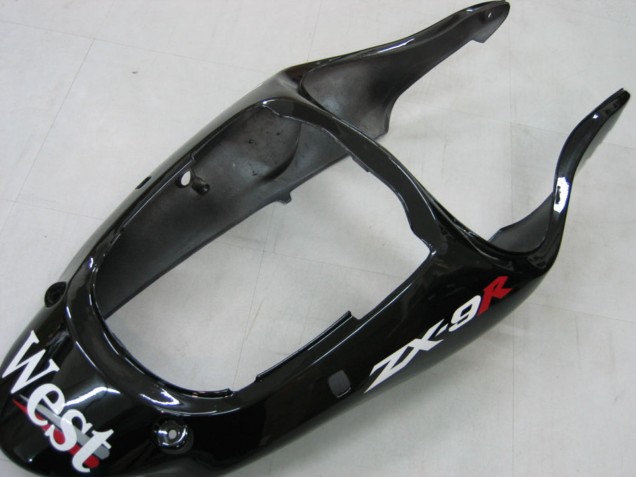 Rabatt Kawasaki ZX9R Motorrad Verkleidung 2000-2001 - Glanzendes Schwarz Weiss West