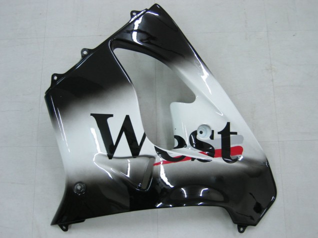 Rabatt Kawasaki ZX9R Motorrad Verkleidung 2000-2001 - Glanzendes Schwarz Weiss West