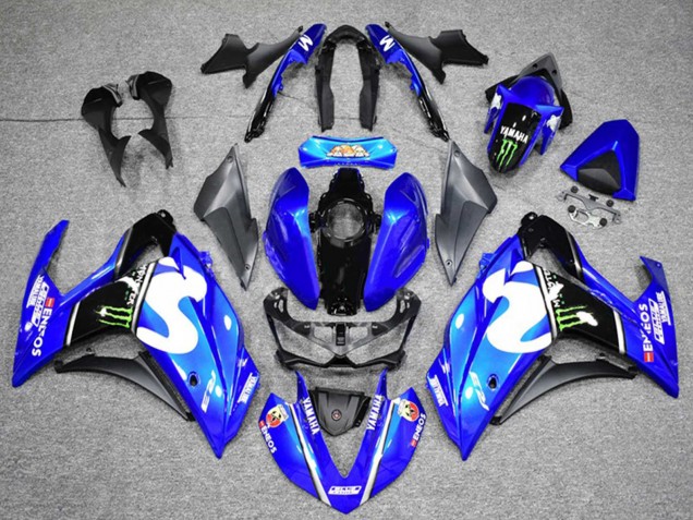 Rabatt Yamaha YZF R3 Motorrad Verkleidung 2015-2018 - Blau Schwarz Grun Monster
