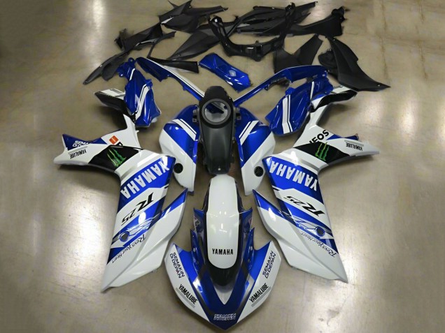 Rabatt Yamaha YZF R3/R25 Motorrad Verkleidung 2015-2018 - Weiss Blau Yamalube ENEOS Monster