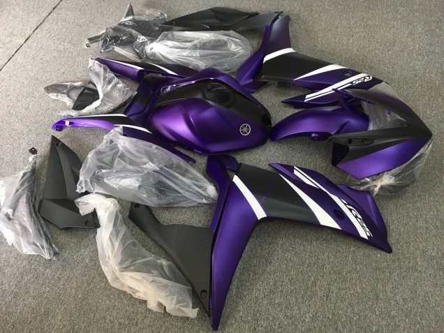 Rabatt Yamaha YZF R3/R25 Motorrad Verkleidung 2015-2018 - Weiss Lila Matt Schwarz