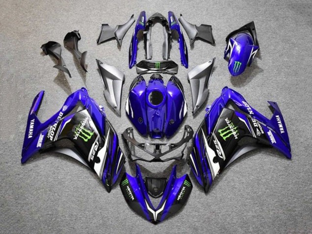 Rabatt Yamaha YZF R3/R25 Motorrad Verkleidung 2015-2018 - Blau Silber Schwarz Monster