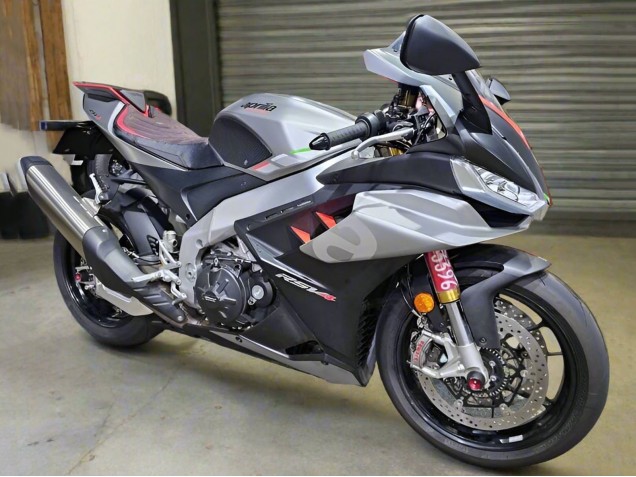 Rabatt Aprilia RSV4 1100 Motorrad Verkleidung 2021-2024 - Glanzendes Silber Matt Schwarz
