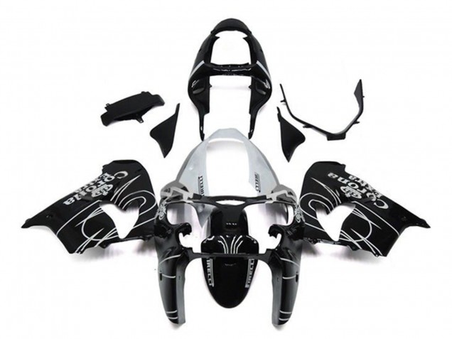 Rabatt Kawasaki ZX9R Motorrad Verkleidung 2002-2003 - Glanzendes Schwarz Weiss Corona Extra