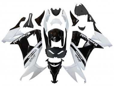 Rabatt Kawasaki ZX10R Motorrad Verkleidung 2008-2010 - Weiss Glanzendes Schwarz Streifen