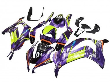 Rabatt Kawasaki ZX10R Motorrad Verkleidung 2016-2020 - Lila Gelb Trick Star Kobelco