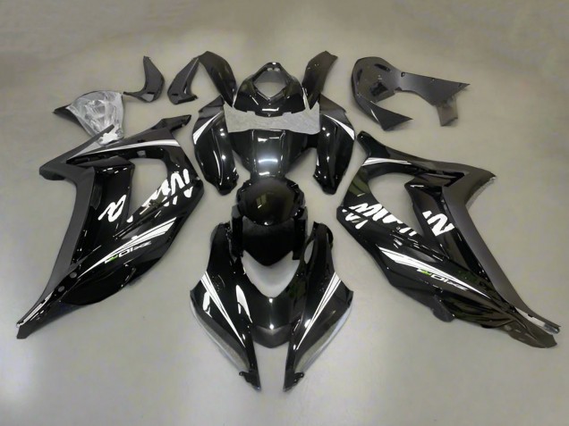 Rabatt Kawasaki ZX10R Motorrad Verkleidung 2016-2020 - Glanzendes Schwarz Weiss Streifen