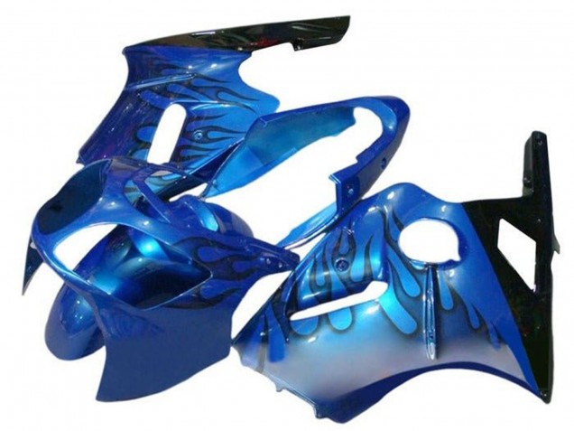 Rabatt Kawasaki ZX12R Motorrad Verkleidung 2000-2001 - Blau Schwarz Flamme