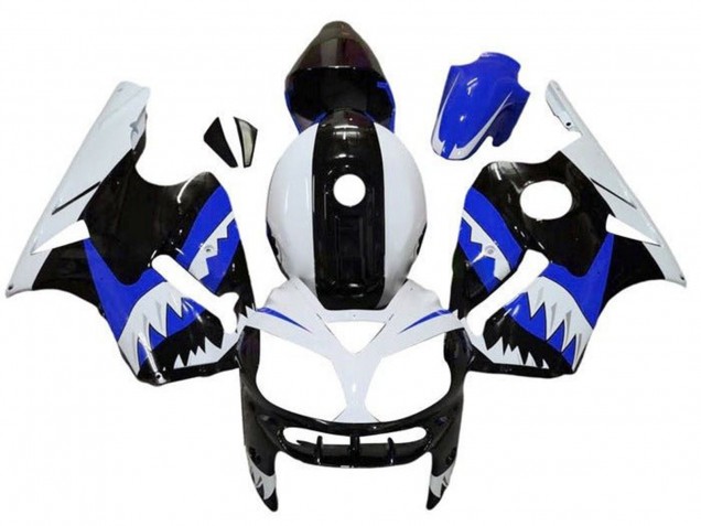 Rabatt Kawasaki ZX12R Motorrad Verkleidung 2000-2001 - Weiss Schwarz Blau Hai