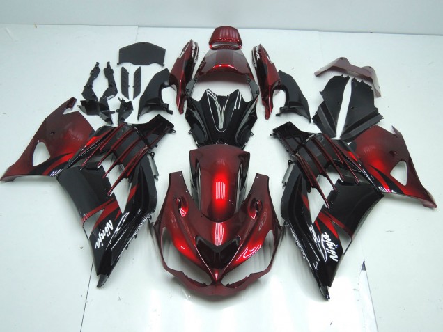 Rabatt Kawasaki ZX14R ZZR1400 Motorrad Verkleidung 2012-2024 - Rot Glanzendes Schwarz Weiss Ninja