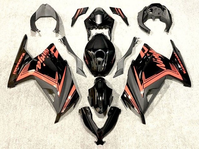 Rabatt Kawasaki EX300 Motorrad Verkleidung 2013-2017 - Glanzendes Schwarz Orange