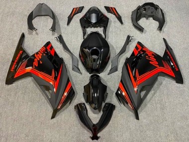 Rabatt Kawasaki EX300 Motorrad Verkleidung 2013-2024 - Glanzendes Schwarz Matt Schwarz Rot
