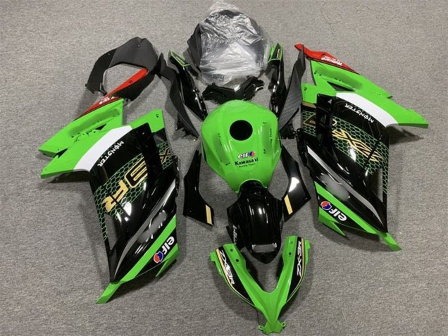 Rabatt Kawasaki EX300 Motorrad Verkleidung 2013-2024 - Grun Weiss Schwarz Rot Elf