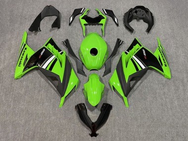 Rabatt Kawasaki EX300 Motorrad Verkleidung 2013-2024 - Grun Weiss Schwarz Streifen