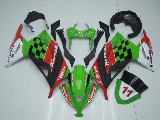 Rabatt Kawasaki EX300 Motorrad Verkleidung 2013-2024 - Grun Weiss Rot Schwarz Motocard